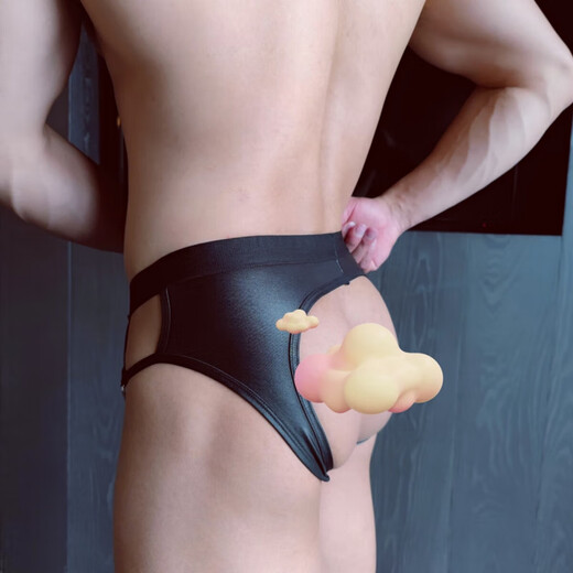 Men's hip-exposing pants, double thong, free of charge, gay bag, sexy underwear, low-waist slim pants, sexy suit, black, one size fits all, 112-144Jin Jin is equal to 0.5kg