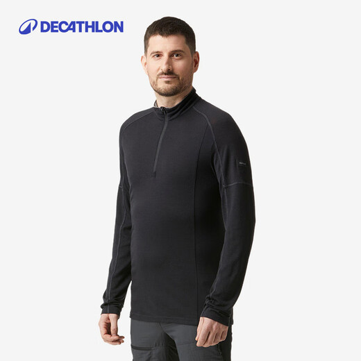Decathlon Merino Wool Sweater Men's Warm T-Shirt Transparent Black (Zipper Style) XXL/185-2774633