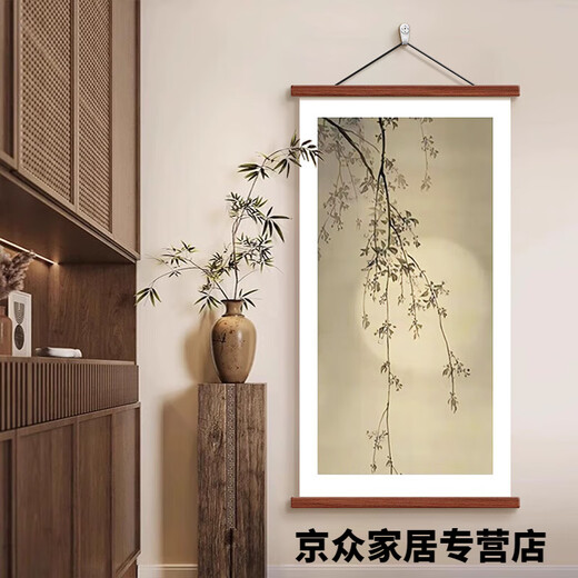 La nouvelle peinture décorative de style chinois de la lune - sous le porche peinture décorative de la chanson dynastie esthétique bambou peintures suspendues peintures de salle de thé de style médiéval