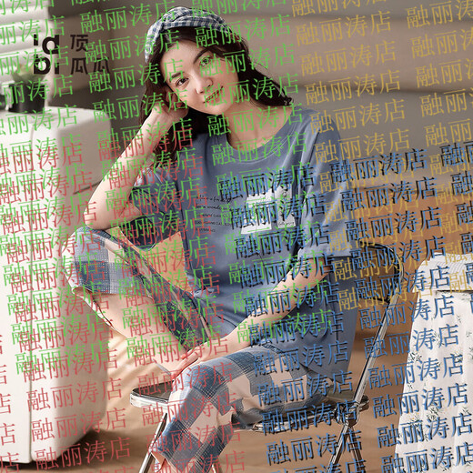 PurCotton comprehensive era 2025 new pajamas for women summer pure cotton short-sleeved two-piece set summer striped home clothes yzt9857 M women's recommended 80100Jin Jin is equal to 0.5 kg