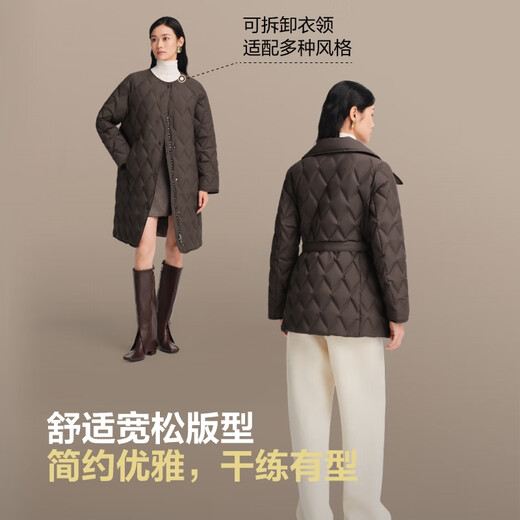 Bosideng Spring and Autumn Down Jacket Women's 90 Goose Down Lightweight Round Neck Slim Medium Long Business Commuting Versatile Jacket