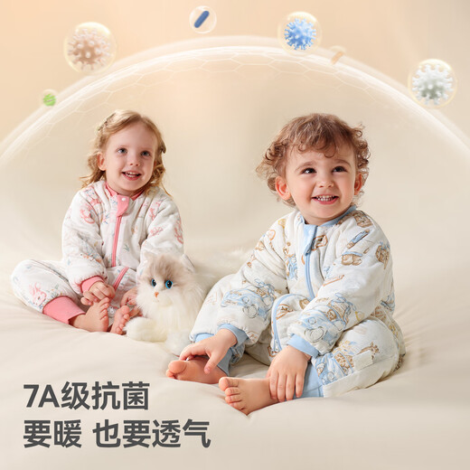 Betis baby sleeping bag pure cotton constant temperature children's split-leg sleeping bag infant and toddler anti-kicking quilt pajamas four seasons double layer Wonderland L