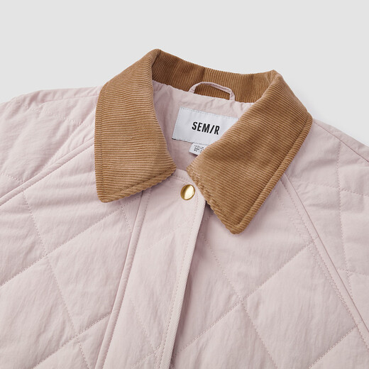 Semir women's winter mid-length lightweight loose spliced corduroy lapel raglan sleeves cotton coat 101724112007