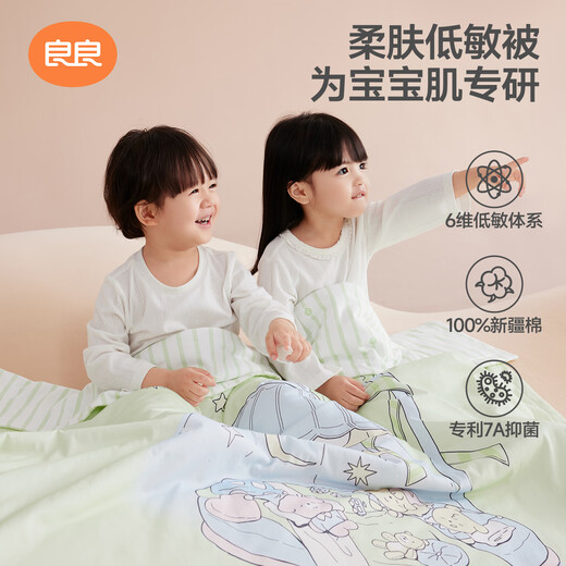 Liangliang (Liangliang) Baby Quilt Hypoallergene Herbst- und Winterkinder Quilt Kindergarten Quilt Nap Nap Newborn 7A Antibakterielles Quilt Puzzle Blaues Dünn Baumwolle [40G Frühlings- und Herbstquilt] 150*120 cm Cover Quilt (geeignet für 0-6 Jahre alt)