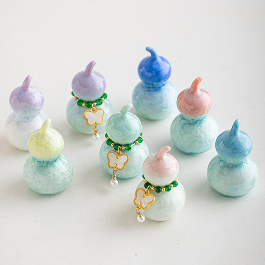 Shangfu Crystal Glaze Ceramic Colorful Gourd Tea Pet Ornaments Home Decorations Creative Personalized Tea Ceremony Accessories Decoration TBSF Crystal Glaze Gradient Small Gourd-Sapphire Blue No Specifications