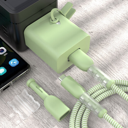 LEOEZYA Data Cable Protection New Huawei 66W Charger Protective Case Suitable for Mate60/nova8pro Honor 5 Classic Black - Two Ends + 2 Meters Winding + Charging Head Cover 66W Combination