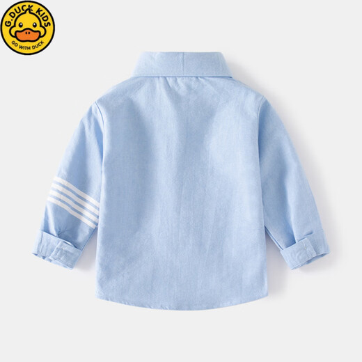 G.duck children's long-sleeved shirt 2026 spring and autumn new lapel pure cotton white shirt boy baby casual thin shirt hot sale white sleeve striped shirt 90 cm
