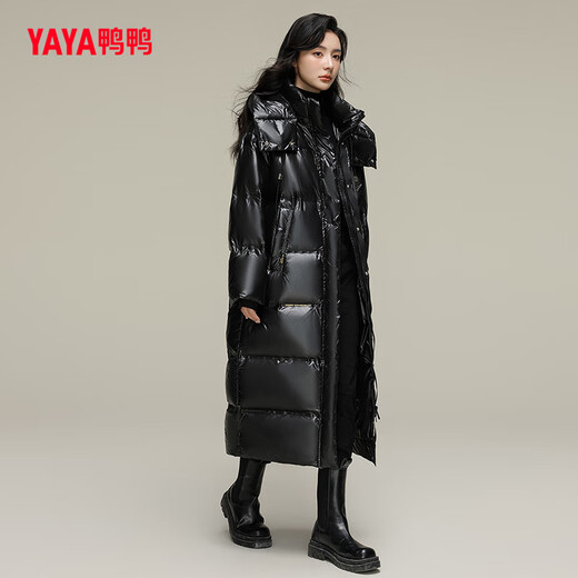 YAYA down jacket women's winter hooded thickened fashionable simple atmospheric casual loose long coat
