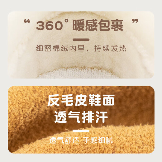 kids.ing可迪星宝宝学步棉鞋2025冬季新款1段男女婴幼儿防滑鞋子机能鞋 棕色 小姜饼人 19 适合脚长 11.6-12.0cm