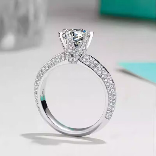 DR one carat diamond ring PT950 platinum moissanite diamond ring light luxury women's wedding ring birthday Valentine's Day gift 1 carat moissanite platinum ring/D grade live mouth adjustable size