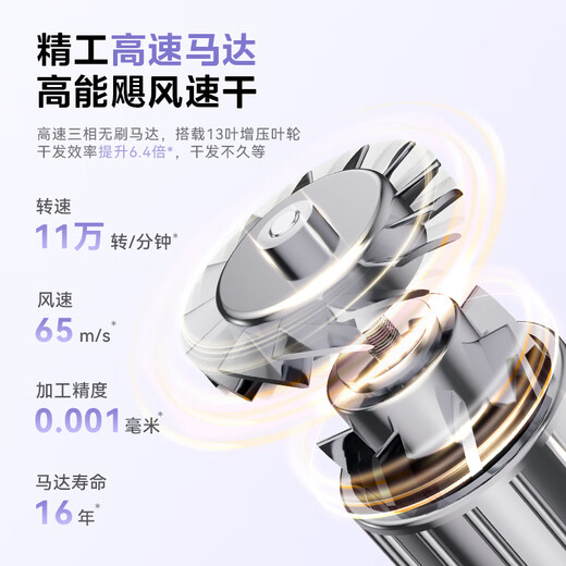 Midea High Speed Hair Dryer 3.9 Billion Plasma Protection Hair Dryer Household Negative Ion Hair Dryer FG209 Aurora Purple National Subsidy Holiday/Birthday Gift Recommendation