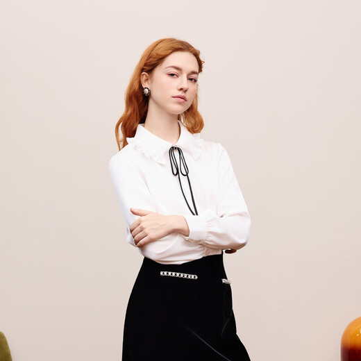 LIME FLARE【祝绪丹同款】莱茵福莱尔2025早秋女装通勤白衬衫法式小资上衣 白色2批次 M