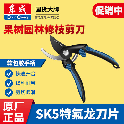Dongcheng pruning scissors, garden flower pruning branch scissors, fruit tree scissors, thick flower scissors, gardening scissors tools, SK5 Teflon blade 8-inch pruning shears + hand saw