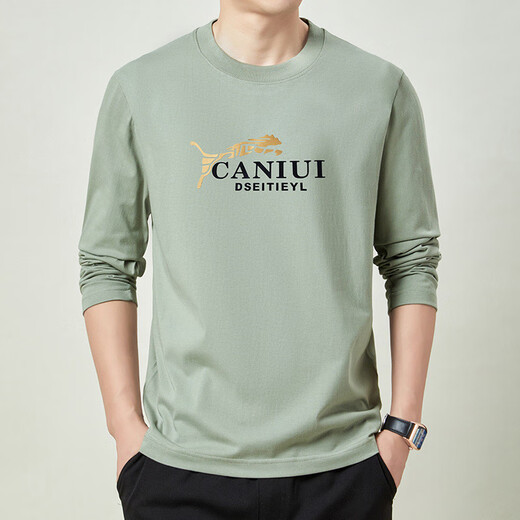 Jiumuwang Men's Pants Expert Cotton Men's Long Sleeve T-shirt Spring and Autumn New Round Neck Base Sweatshirt Top KSJY6630 Dark Gray M [Suggested 100-115Jin [Jin equals 0.5 kg]]