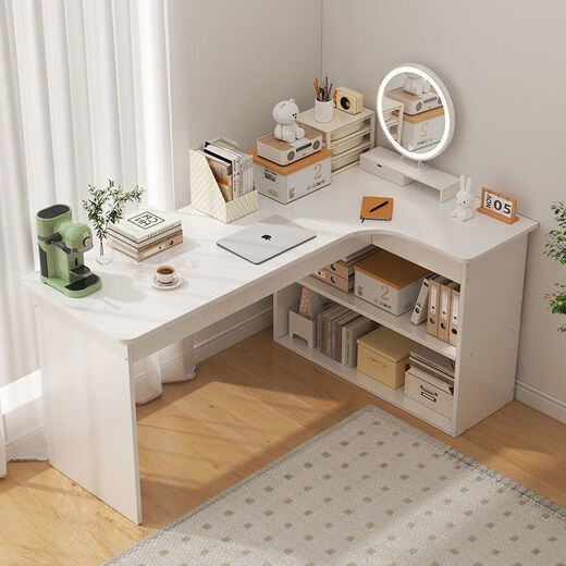 Laimeihui corner desk home study table bedroom girls dresser bookcase integrated corner computer desk office desk warm white right corner - length 120 width 70 height 74CM