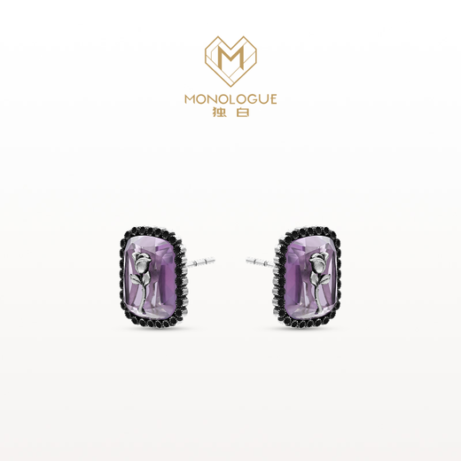 MONOLOGUE New Product Monologue Europa Rhapsody Platinum Rose Amethyst Earrings MJ24 Gift Premium Platinum Rose Amethyst Earrings Pair
