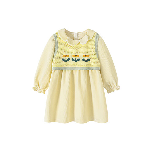 Mini Bala Girls 'Kleid Fälschlicherweise zwei Stücke 2025 Herbst neuer Babypullover gespleißter Spitze Rock milchig weiß 10504 110