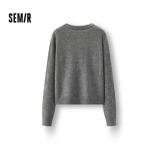 Semir knitted cardigan women's winter short bow rhombus fake two-piece 2025 girly sweater 109725106006