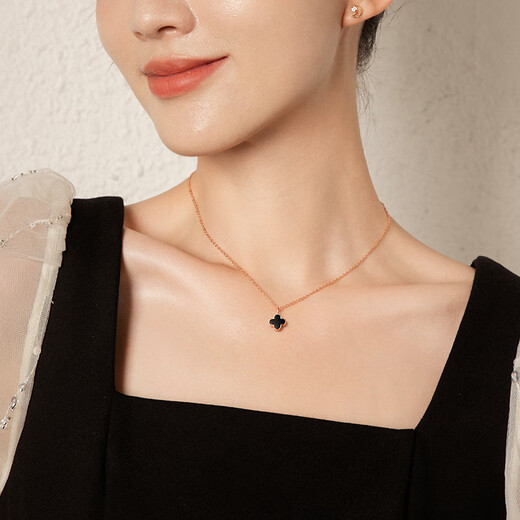 Promise of Love 18K gold four-leaf clover necklace for women, rose gold clavicle chain, anniversary birthday gift for girlfriend