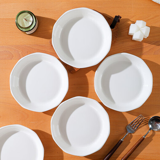 7-inch white diamond ceramic plate, home creative dish plate, high-looking cooking plate, simple and versatile round plate, 1 piece of 7-inch diamond plate, white