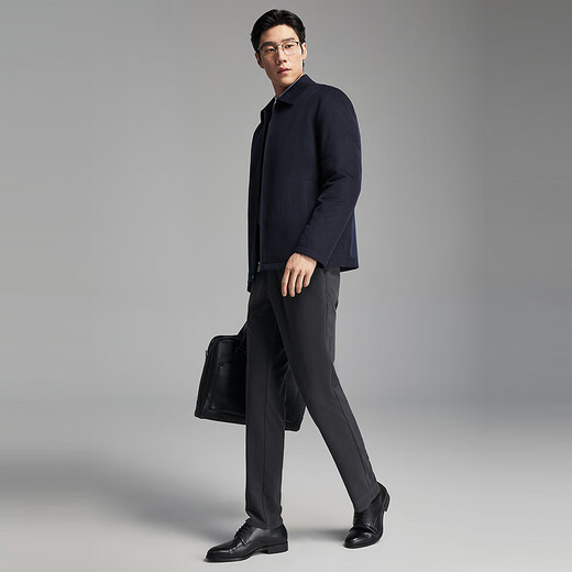 YOUNGOR Съемный пуховик Осенне-зимняя шерстяная пуховая куртка с лацканами Темно-синяя L175/96A