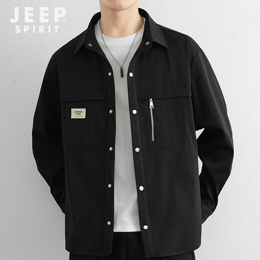 JEEP SPIRIT吉普衬衫男长袖秋季休闲工装外套男宽松百搭夹克上衣新款男装