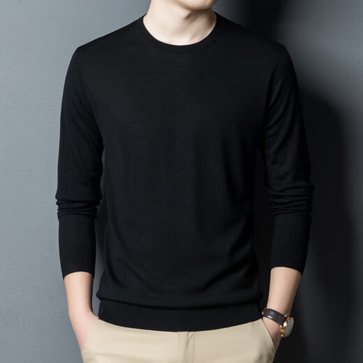 XJSGS international luxury high-end brand imitation pure woolen sweater men's 2025 autumn and winter round neck pullover sweater bottoming shirt high-end blue gray spot Suda 3XL 190