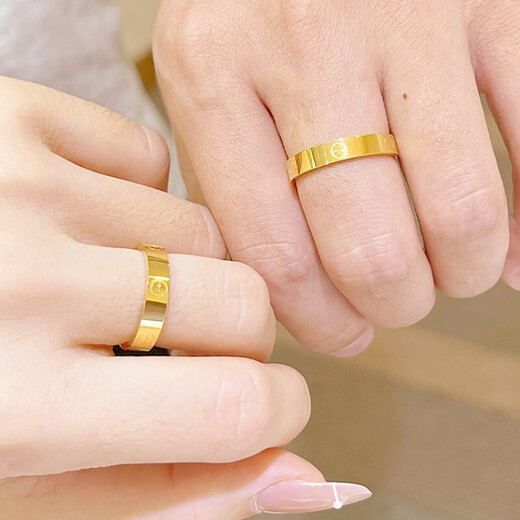 Centennial ancient craftsmanship gold-coated silver ring light luxury style ring ancient method plain ring gold-coated silver ring for men and women Hong Kong code No. 9, exquisite thickened and widened style