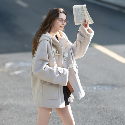 TonLion 2025 winter women's hooded imitation lamb hair composite one-hand length coat