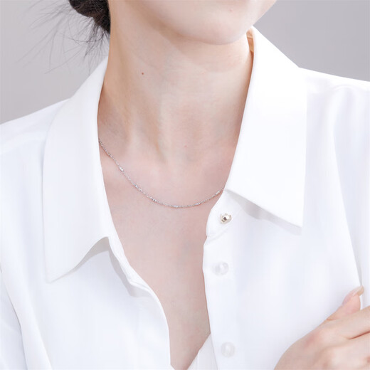 Meluxe platinum necklace PT950 platinum chain flash O chain birthday gift for girlfriend and wife, about 5.29g-46cm