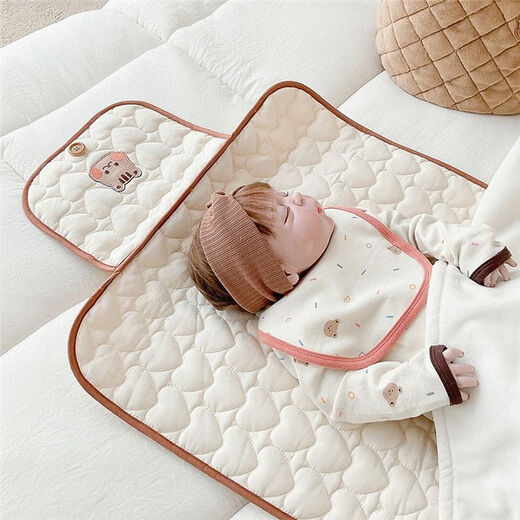 Jingmengyuan ins baby portable leak-proof diaper pad foldable diaper multi-functional waterproof diaper changing bear portable diaper pad 50*70