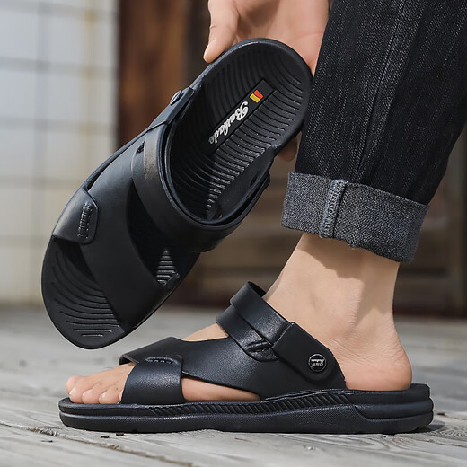 Vietnam Rubber 2025 New Wet Water Sandales pour hommes pour le travail résistant aux usages et anti-glissade et anti-odor à l'œuvre One Shoe et Two Wear 2019 Black 42
