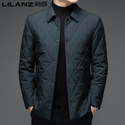 Lilang Men's Cotton Jacket Winter Lightweight Warm Lapel Middle-aged Cotton Jacket Business Men's Jacket Cotton Jacket 9602 Navy Blue L 170