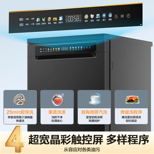 Haier dishwasher built-in 16 sets large capacity household independent fully automatic intelligent frequency conversion super water efficiency washing and disinfection integrated partition fine washing intelligent door opening quick drying Shangcangfa newly upgraded large 16 sets EYBW16328GHU1