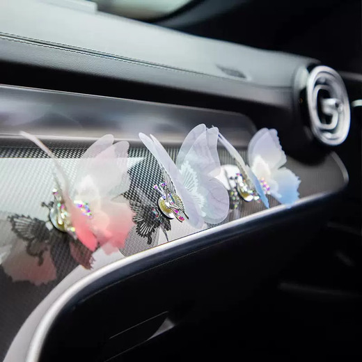 Yusenyi Car Aromatherapy Center Console Car Ornament Perfume New Butterfly Air Outlet Decoration Creative Healing Ornament Three Ornaments Pasted (Blue, Pink and Purple) 1g