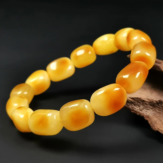 Amber Pai, one thing, one picture, one certificate, natural amber, Russian material, chicken fat, yellow beeswax bracelet for men and women, no cracks, 21.3g, 11*15mm
