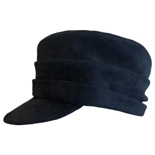 Fashionable Solid Color Equestrian Hat Suede Flat Top Peaked Cap Women's Casual and Versatile Japanese Spring and Autumn Octagonal Hat Shows Small Face Fashion Solid Color Equestrian Hat Black One Size
