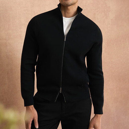 VDJ Brand Cashmere Jacket Men's Winter Jacket Stand Collar Versatile Casual Cardigan Anti-wrinkle Stretch Heavyweight Long Sleeve Black Thick Section-High-End Gift Box XL (180-China-CN-Height)