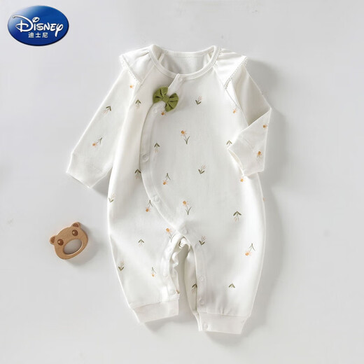 Disney Autumn and Winter New Baby Ropa, mono de cuatro estaciones para bebés, ropa de jamón de manga larga, hombres y mujeres, ropa de rastreo de bebés, mariposa de bebé 16783-Qingqing Elegance-Green 66cm 66 sugerido 12-15Jin [Jin equivale a 0.5 kg]