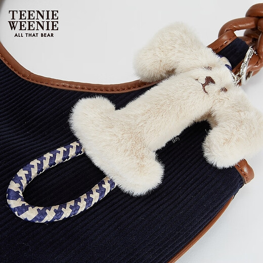 Teenie Weenie Bear Damenbekleidungsbeutel 2025 Herbst und Winter Neue Modekontrast Design Retro Textur Tasche Navy Blue Fre
