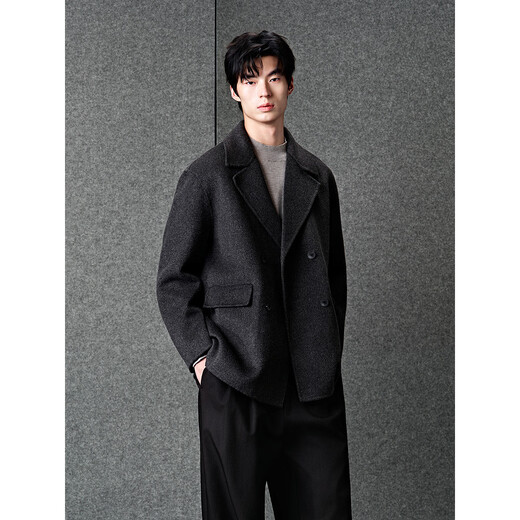 GXG Men's Gray Business Commuting Short Solid Color Suit Short Wool Jacket Men 24 Winter New Product Gray L