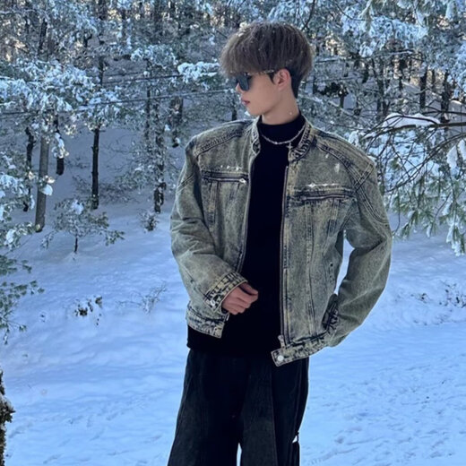 Cha Bailun CHELDBAILANNC denim jacket for men 2025 autumn Hong Kong style ripped American high-end loose student handsome trendy jacket for men Y1108 blue XL