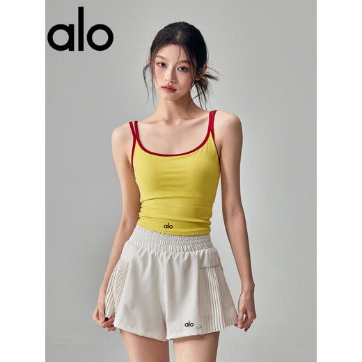 ALO YOGA fitness girl summer yoga clothing vest with chest pad sports bra slimming sleeveless Pilates top white L (110-125Jin Jin equals 0.5kg)