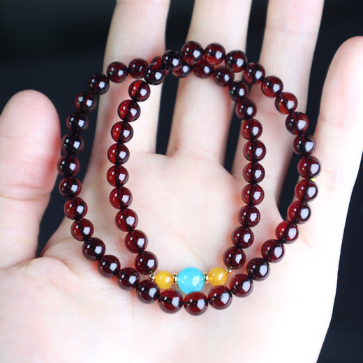 Yuze New DIY Natural Amber Blood Amber Ball DIY Double Circle Bracelet Bracelet Selected Amazon Stone Accessories Fashion