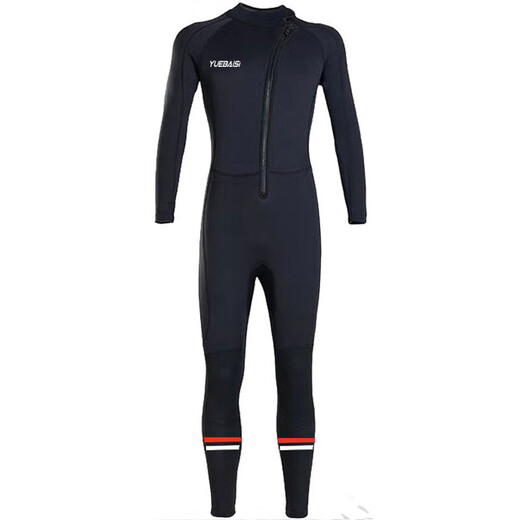 Big Tuan Xiaoyuan 3MM one-piece wetsuit with front zipper to keep warm, cold-proof and scratch-proof, autumn and winter swimming, deep diving, surfing and diving upgrade 3MM black front zipper, 3XL size (164-176Jin Jin is equal to 0.5kg)