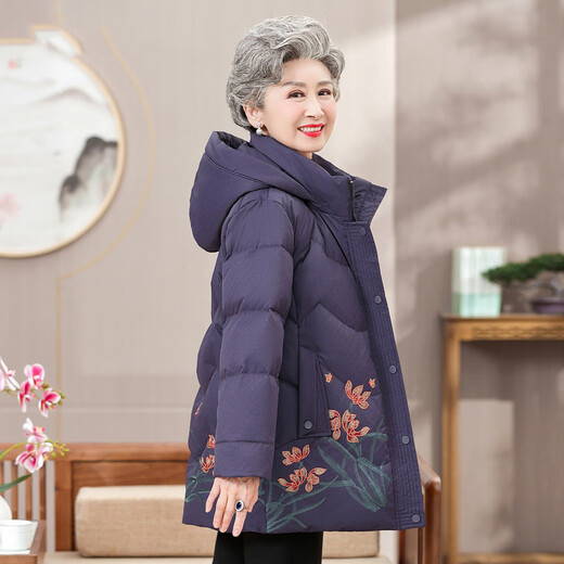Yaya (YAYA) grandma's winter down jacket 60 and 70 year old lady's wedding banquet clothes for middle-aged and elderly mothers festive thickened coat for women