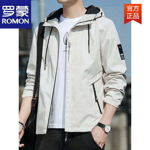 Romon Spring Jacket Herren neuer Frühling und Herbst mit Kapuze mit Kapuzendünner jugendlicher Jacken kurzer Farbjacke K12131 Black M [Empfohlen 100-110jin [Jin gleich 0,5 kg]]]