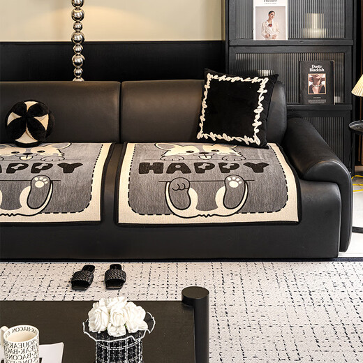 Love Life Cartoon Style Split Sofa Cushion Single Seat Cushion High-end Non-slip Anti-Cat Claw Cover Cloth 70*70cm Corgi