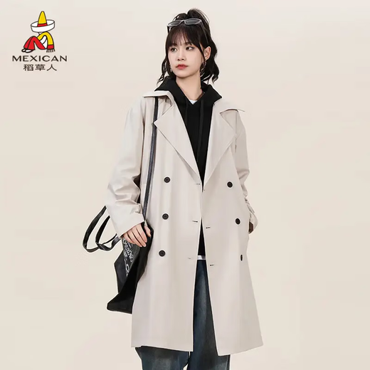 Scarecrow (MEXICAN) windbreaker for men and women, spring and autumn youth fashion casual loose jacket mid-length versatile jacket khaki L