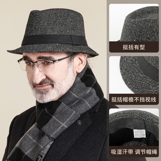 QIPEIER Dad Hat Autumn and Winter Windproof and Cold Warm Top Hat Elderly Grandpa British Retro Casual Gentleman Hat Black One Size (56-58CM)